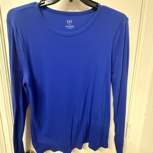 GAP Long Sleeve Crewneck Top - Cobalt Blue